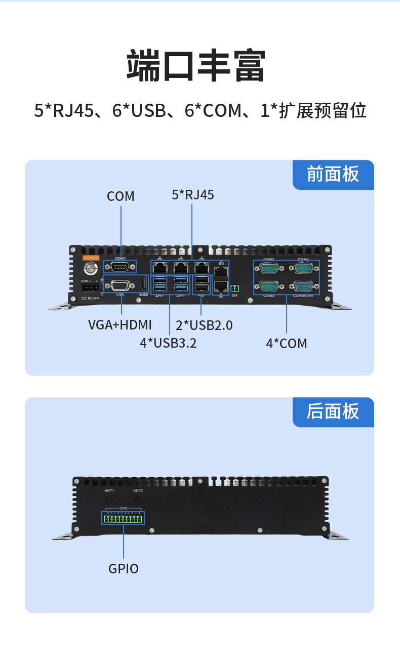 65W功耗無風扇主機電腦,多網(wǎng)多USB小型工控機,DTB-3042-H110.jpg
